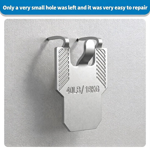 111 Piece Picture Hanging Hooks For Drywall Kit No Damage With 15lb 25lb And 40lb Options Heavy Duty Steel Pins That Press In Easy No Drill Tool Free Wall Hangers For Home Office Garage Quick No Mess Frame Mounts Made Simple 40lb steel hanger on textured drywall