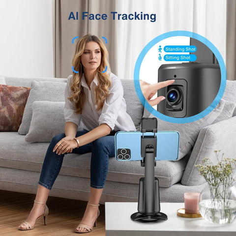 Face Tracking Tripod With 360 Degree Real Time Rotation For Smartphones No App Needed Remote Control And Gesture Sensing