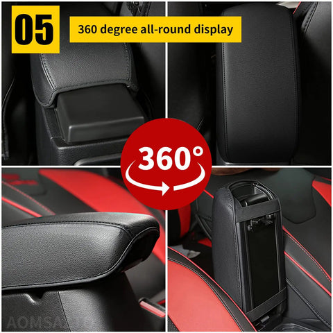 360-degree view of Custom Fit Armrest Cover For Hyundai Sonata 2015 2019 Black Console Pad with memory foam