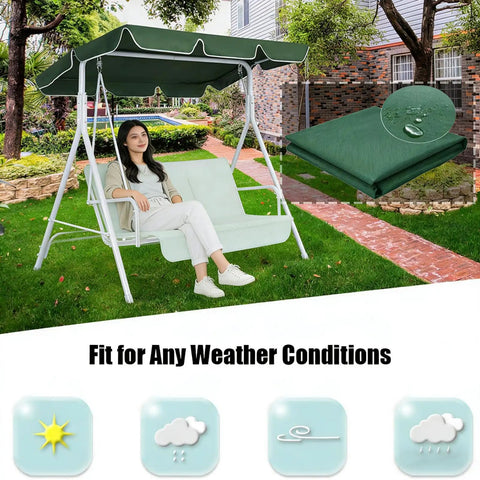 Green 65x45 inches patio swing canopy in garden, All Weather Patio Swing Canopy Replacement Cover For Outdoor Garden Yard Porch Two Seat Swing UV Waterproof 420D Oxford Cloth Green 65x45 Inches Heavy Duty Rain Snow Sun Protection Shade Built To Last.