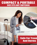 Woman on bed with suitcase showing Heavy Duty Door Security Bar 3 Set Adjustable Length Portable Jammer For Hinged And Sliding Doors And Windows 28 To 45 Inches White On The Go Safety Easy Install