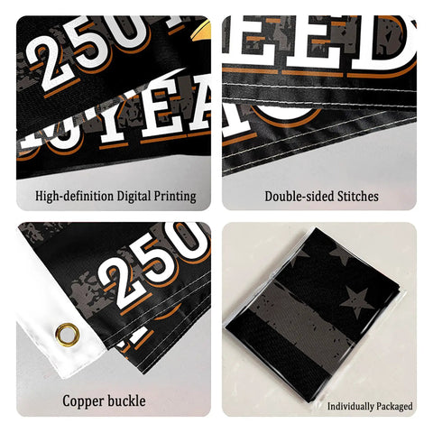 250 Years Of Freedom USA Flag 3x5 Ft With 3 Layer Double Sided Print Fade Resistant Reinforced Brass Grommets 1776 To 2026 details