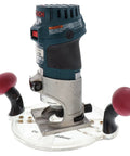 Dead Nuts Universal Compact Router Sub Base Quick Adjust Plate for Trim Routers with swivel handles and bushing mounts.