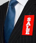 5000 Pcs Clear Plastic Security Tag Ties 9 Inch Zip Lock Fasteners For Clothing Price Tags on a pinstriped suit jacket.
