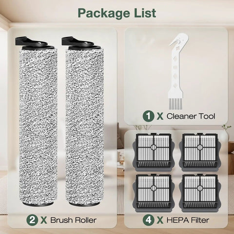 All In One 2 Pack Brush Rollers And 4 Pack HEPA Filters For iFloor 3 And Floor One S3 Cordless Vacuum Cleaner Replacement Parts Set