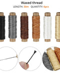 Six color waxed threads from All-In-One Leather Sewing Kit With Waxed Thread, 40-Piece Awl Set, Extra Awls, 24 Leather Needles