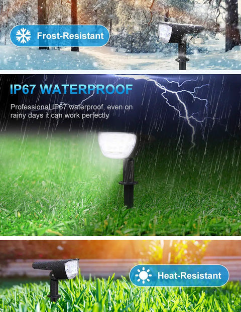 Outdoor Solar Lights 6 Pack 2 In 1 Spotlight Kit With 3 Modes IP67 waterproof lighting in rain and frost