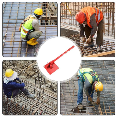 Steel Rod Bender For 8mm And 10mm Metal Rods Heavy Duty Metal Bending Tool in use at construction site with workers