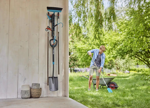 Ditch The Mess With This Slick Wall Rack Built For Garden Tools And Hand Pruners Zero Drama Garage Organization Kit holding various tools.