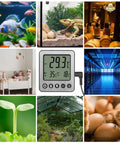 Two Pack Fridge And Freezer Thermometer With Extra Sensor Digital Temperature Alarm Indoor Outdoor Display High And Low Alerts 1.5 Meter Probe Black For Home Kitchen Use, digital thermometer in display