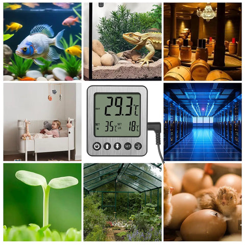 Two Pack Fridge And Freezer Thermometer With Extra Sensor Digital Temperature Alarm Indoor Outdoor Display High And Low Alerts 1.5 Meter Probe Black For Home Kitchen Use, digital thermometer in display
