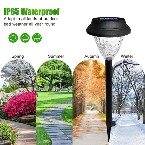 8 Pack Solar Pathway Lights Outdoor Color Changing and Bright Warm White LEDs IP65 Waterproof seasonal display
