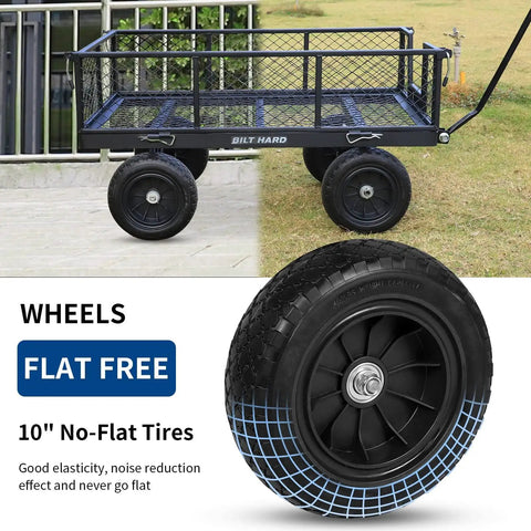All Terrain Steel Garden Cart With 10 Inch Wheels And 180 Degree Rotating Handle Removable Sides Heavy Duty 4 Cu Ft Capacity Utility Wagon