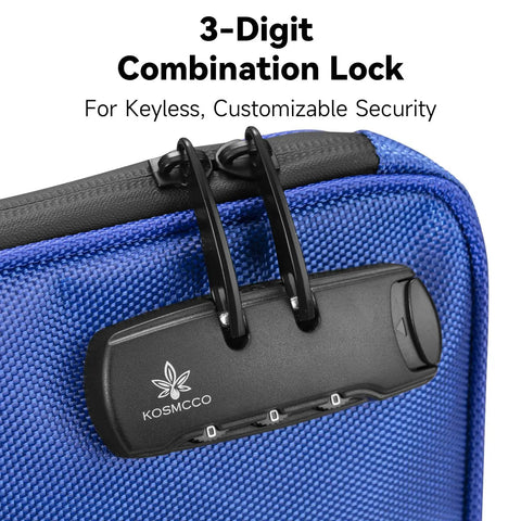 3-digit combination lock on blue locking bag for secure storage of coastal goods while enjoying the beach.