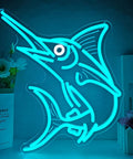 Blue Marlin Neon Sign Dimmable Led Wall Light For Home Decor Ocean Theme Coastal Wall Art USB Powered Dimmer Switch Ice Blue Marlin Light Up Sign For Sea Vibe Lovers Beach House Or Man Cave