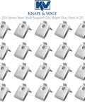 Killer Quality Adjustable Steel Pilaster Shelf Support Clips Zinc Coated Heavy Duty Mounting Hardware Pack Of 20 shown in bright zinc finish.