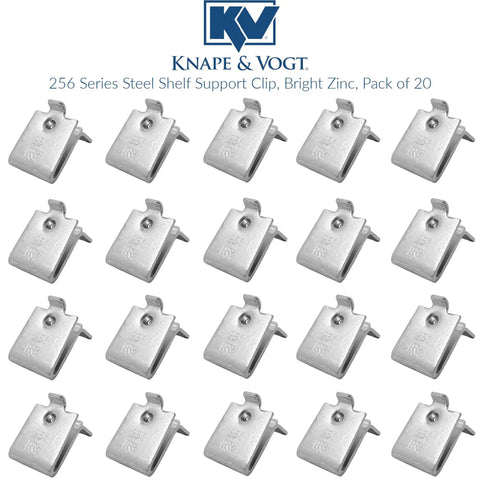 Killer Quality Adjustable Steel Pilaster Shelf Support Clips Zinc Coated Heavy Duty Mounting Hardware Pack Of 20 shown in bright zinc finish.