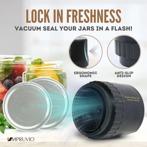 All-New 2026 Electric Mason Jar Vacuum Sealer Kit with ergonomic design, sealing lids for fresh food preservation.