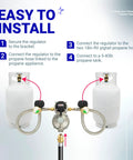 2 Stage Auto Changeover RV Propane Regulator Dual Tank System With Two 18 Inch Stainless Braided Hoses And Gauge