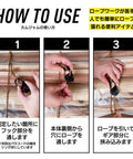 Step-by-step use of Cam Jam Rope Tightener Set For Tents on wooden platform