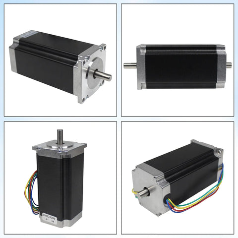 Four Nema 23 2-Phase Hybrid Stepper Motors Deliver Beefy 2.8 Nm Torque and 425 Oz-In Holding Torque 1.8 Degree Dual Shaft