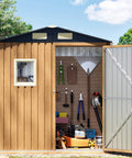 Open 6X4Ft Garden Storage Shed With Lockable Door Steel Tool Shed With Clear Window Anti Corrosion Metal Shed For Backyard