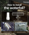 Installation guide for Pond Waterfall Spillway Pool Fountain Water Feature In Black Stainless Steel, no light option