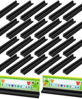 24 Pack Desk Name Plate Holders With Self-Adhesive Removable Grip And Built-In Pen Holder, Black Plastic Name Tag Displays For Classroom, School, Or Home Study, Easy Peel And Stick, 1.5 X 12 X 1 Inches