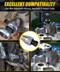 Rugged Stud Extractor Tool For Damaged Bolts And Studs From One Quarter Inch To One Half Inch Three Eighths Drive Grips Seized Rusted Or Painted Over Fasteners For Quick Bolt Removal Heavy Duty CR-MO Steel Remover in use on metal equipment