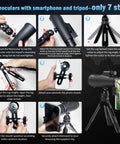 Clear 15x55 Monocular Telescope With Tripod And Phone Adapter For Adults, setup steps for birdwatching and phone capture