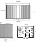 Dimensions and layout of 6x10 Ft Outdoor Storage Shed Galvanized Metal With Lockable Door And Vents Weatherproof Garden Patio