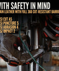 Goatskin Leather Impact Work Gloves ANSI Cut A5 Heavy Duty Gloves For Construction And Oilfield Demolition Built For Tough Jobs