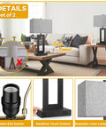 Set Of 2 Modern Touch Control Table Lamps With USB Ports For Nightstands, 22 Inch Large Bedside Lamps in a living room