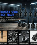 Heavy Duty Socket Adapter Kit With 8 Chrome Steel Bits Covers All PH And SL Sizes For Impact Wrench Use, 3/8" drive set
