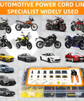 709 Piece Waterproof Wire Connector Kit With Self Adjusting Ratcheting Crimp Tool For Automotive Wiring displayed with cars and motorcycles