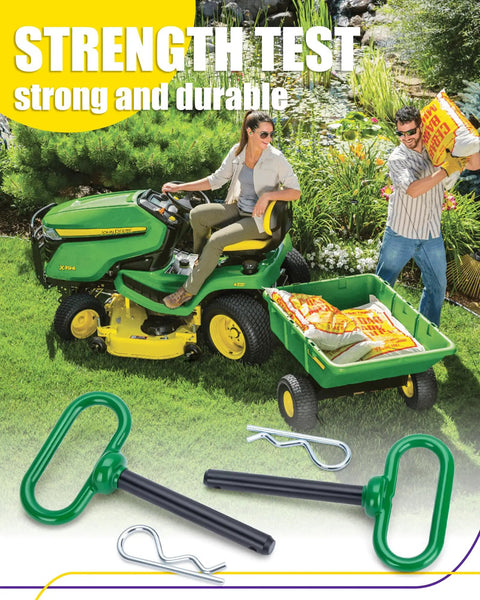 Beefy 1/2 Inch Trailer Hitch Pin And Clip With Rubber Coated Green Handle, 3-5/8 Inch Shank, One-Handed Quick Release For Tractors, Towing, Lawn Mowers, Golf Carts, ATVs, And Gates on lawn tractor trailer