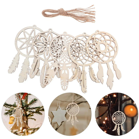 Wooden Dream Catchers DIY Kit With Hollow Design 50 Pcs Boho Style Wood Pendants For Creative Activities And Bedroom Wall Decor Fun Craft Supplies For Painting Crafting And Kids Projects. Unfinished wood dreamcatcher cutouts with twine, assorted shapes