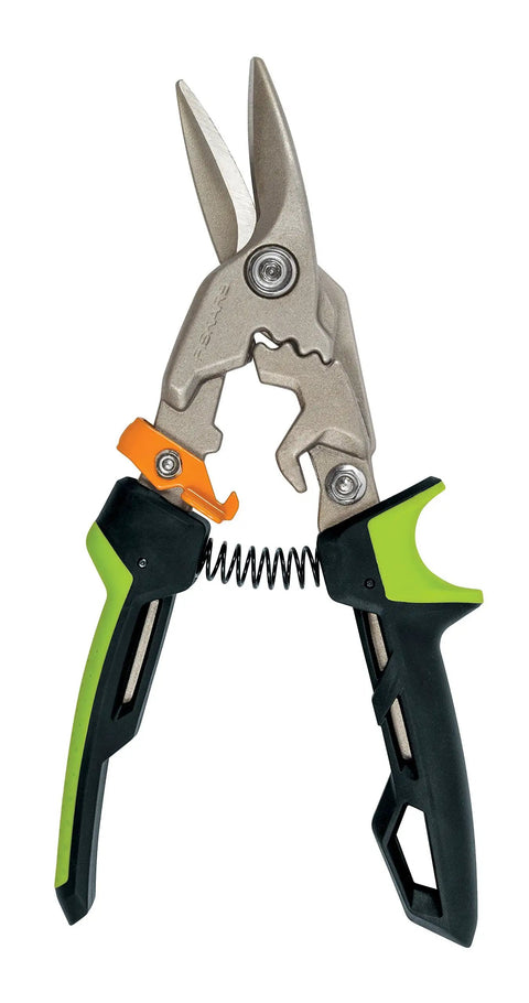 Real Ripper Heavy Duty Right Cut Aviation Snips For Smashing Sheet Metal And Vinyl With Zero Sweat Featuring Heat Treated Steel Blades And Easy Action Grip
