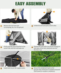 Instructions for setting up the Six Sided Pop Up Gazebo Tent With Mesh Windows, Quick Set Up, 12x12 Foot Backyard And Camping Canopy Shelter