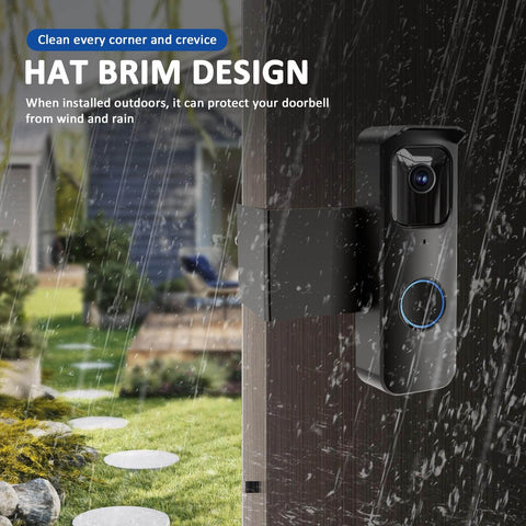 Anti Theft Doorbell Mount No Drill Easy Install Mounting Bracket For Video Doorbell Camera with weather shield installed outdoors