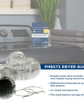 Flexible 4-Ply Aluminum Dryer Vent Duct Kit, 4 Inch Diameter, 8 Feet Long With Clamps, UL Approved, OEM PM8X73 in laundry room