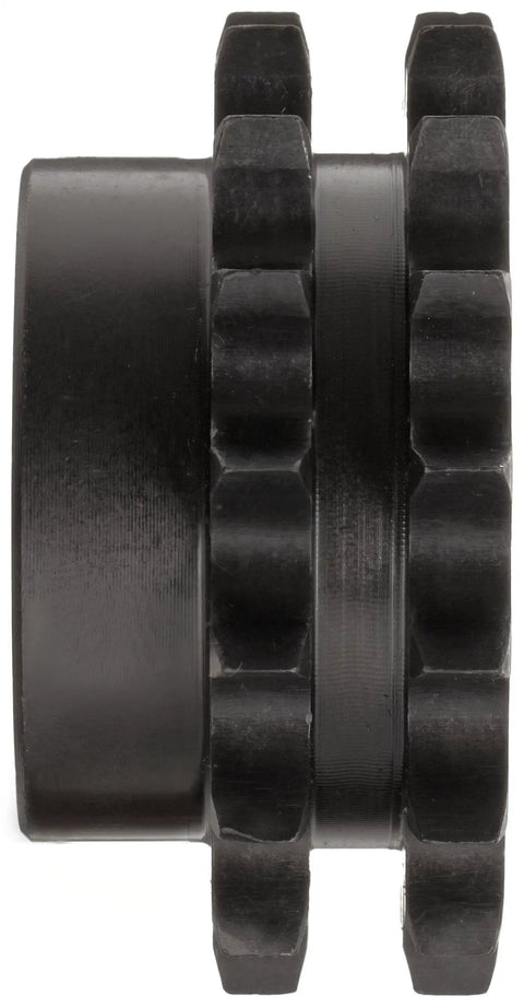 Heavy Hitter Double Strand Roller Chain Sprocket 08B 68 Tooth showing side view with duplex type B hub and black high carbon steel material.