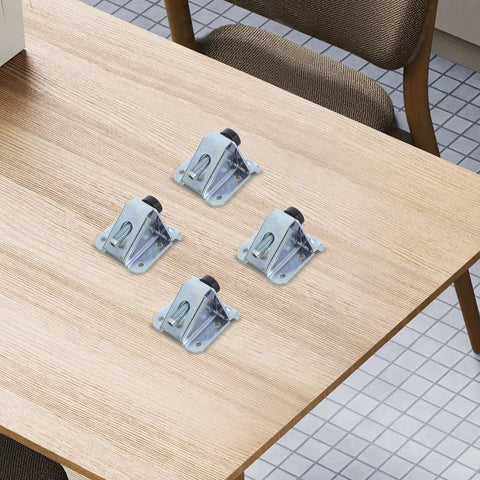 Adjustable Heavy Duty Furniture Leveling Feet With PVC Pads And Cold Rolled Steel Non Slip Floor Protectors For Chairs And Tables And Cabinets Sidemount Installation For Stable Even Surfaces On Uneven Floors, four mounted on table