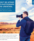 Photographer holding camera using Battery Grip Kit For Canon EOS Rebel T3 T5 T6 1100D 1200D 1300D with desert background