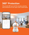 360° protection with 2.5K Pan-Tilt Security Camera With 360 Degree View, Dual Band WiFi, AI Human And Pet Detection, Cloud Storage Plus 64GB SD Card, Two Way Talk, Optional AI Storage Upgrade, White