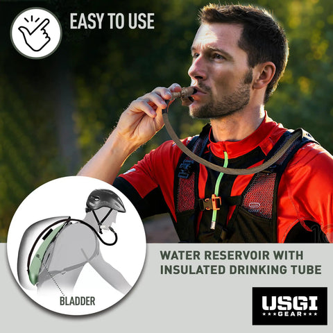 Person using Hydration Backpack 3L Water Bladder With Food Grade TPU, Leakproof Hose And Insulated Sipping Spout For Outdoors