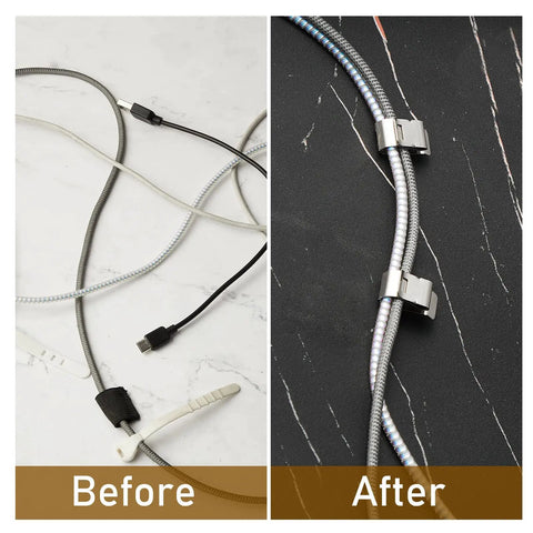 Before and after image of Heavy Duty Stainless Steel Solar Wire Clips For Outdoor Setup And Yard Work Fits 0.2 To 0.3 Inch Cable Slick 100 Pack.