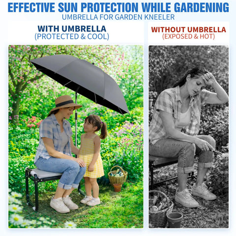 42 Inch Garden Chair Umbrella With Universal Clamp, 360 Degree Swivel Sun Shield For Garden Seats, Kneeling Benches