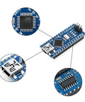 Close-up of Three Pack ATmega328P Micro Controller Board V3.0 5V 16MHz With USB Cable Included, CH340G USB Interface, detail view