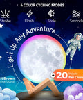 Moon Night Light For Kids Room With Colorful LED Glow, 3D Moon Lamp That Shifts Colors on Wooden Stand with Astronaut